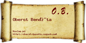 Oberst Benáta névjegykártya